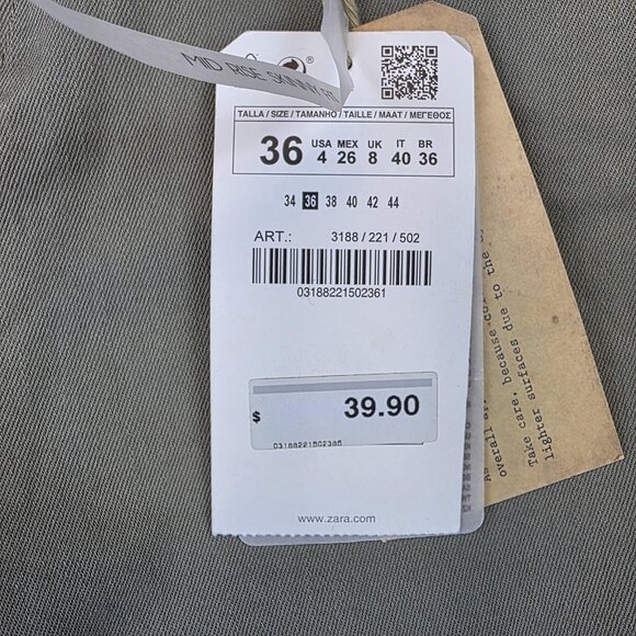 Zara Z1975 Basic Jeans Womens 4 Olive Green Mid Rise Skinny Fit Stretch Denim - Picture 4 of 14